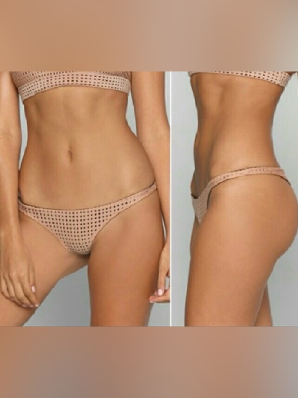Acacia bikini bottom thong mesh tan sz medium M